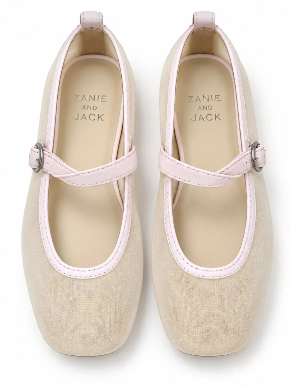Zanie and Jack Girls Blush Pink & Beige Mary Jane Flats